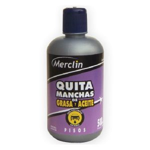 MERCLIN líquido QUITA MANCHAS PISOS  grasas y aceites cocheras talleres x500ml BOTELLA PVC
