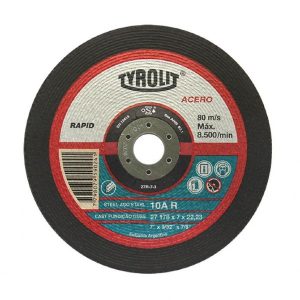TYROLIT disco desbaste RAPID baja y media aleación 10AR amoladora 230x7x22.23mm CENTRO DEPRIMIDO